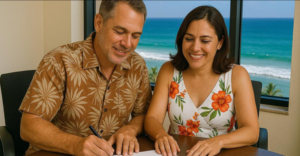 property buyer signing documents in mexico