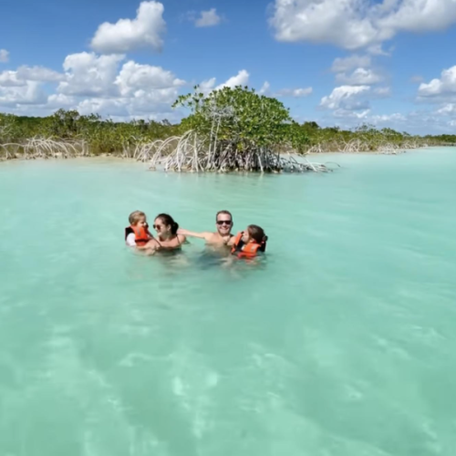 swim and float on laguna bacalar