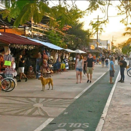 tulum beach road at sunset