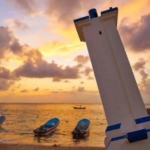 watch the leaning lighthouse at dusk